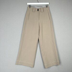 Brass Womens Dress Pants 2 Beige Wide Trouser Minimalist Chic Timeless Vanilla